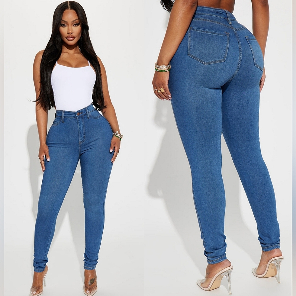 ❤️Fashion Nova Medium Blue Wash Classic High Waist Skinny Jeans☆